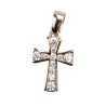 Croix de cou en plaque or avec inscrustation de zirconium H. 1,5 cm. Livree en boite