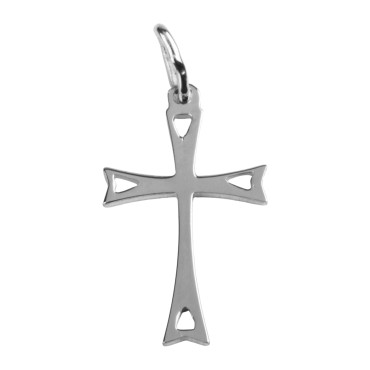 Croix de cou ajourée en argent 925 (0,60 g) – H. 1,8 cm. Livrée en boîte.