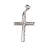 Croix de cou plate en argent 925 (1 g) striée – H. 3 cm. Livrée en boîte.