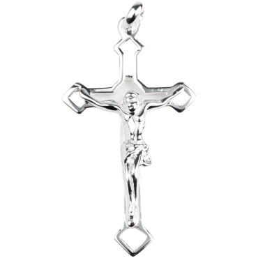 (12845) Croix de cou orthodoxe ajouree en argent 925 °/°° avec Christ H. 3,2 cm (2,07 g). Livree en boite