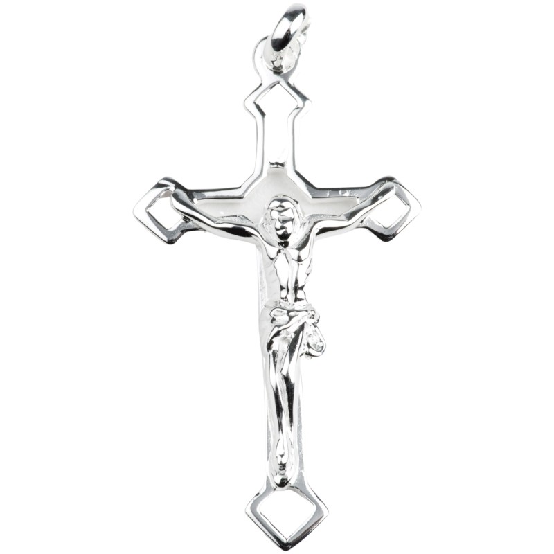 (12845) Croix de cou orthodoxe ajouree en argent 925 °/°° avec Christ H. 3,2 cm (2,07 g). Livree en boite