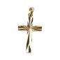 Croix de cou striee en plaque or H. 2,5 cm. Livree en boite