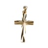 Croix de cou striee en plaque or H. 2,5 cm. Livree en boite