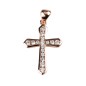 Croix de cou en plaqué or sertie de zirconium – H. 2,2 cm. Livrée en boîte.