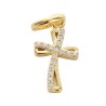Croix de cou en plaqué or avec zirconium – H. 1,5 cm. Livrée en boîte.