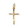 Croix de cou en plaqué or avec Christ – H. 2,5 cm. Livrée en boîte.