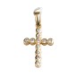 (12889) Croix de cou arrondie en plaqué or sertie de zirconium H. 2,4 cm. Livrée en boite