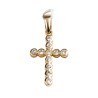 (12889) Croix de cou arrondie en plaqué or sertie de zirconium H. 2,4 cm. Livrée en boite
