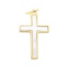Croix de cou en plaqué or et nacre (3,45 g) – H. 2,2 cm. Livrée en boîte.