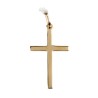 Croix de cou bâton plate en plaqué or – H. 2,8 cm. Livrée en boîte.