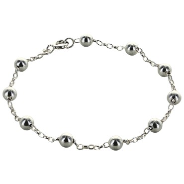 Bracelet dizainier en argent 925 °/°° sur chaine grains Ø 5 mm (3,74 g). Livre en boite.