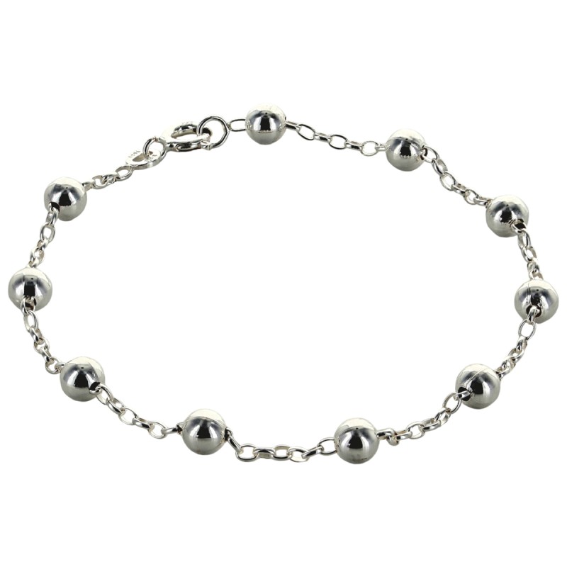 Bracelet dizainier en argent 925 °/°° sur chaine grains Ø 5 mm (3,74 g). Livre en boite.