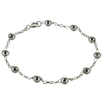 Bracelet dizainier en argent 925 °/°° sur chaine grains Ø 5 mm (3,74 g). Livre en boite.