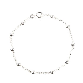 Bracelet dizainier en argent 925 °/°° sur chaine grains Ø 5 mm (3,74 g). Livre en boite.