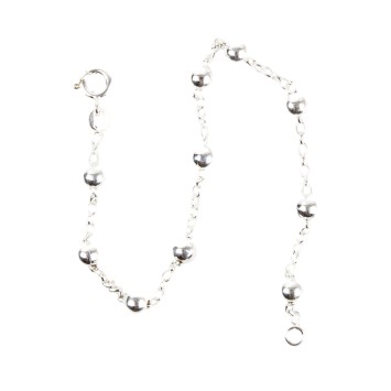 Bracelet dizainier en argent 925 °/°° sur chaine grains Ø 5 mm (3,74 g). Livre en boite.