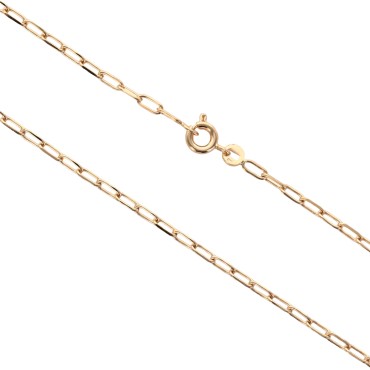 Chaine en plaque or maille forcat ovale limee, fermoir rond a ressort.