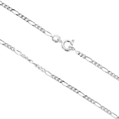 Chaine argent 925 °/°° maille figaro alternee (1X3), fermoir rond a ressort.