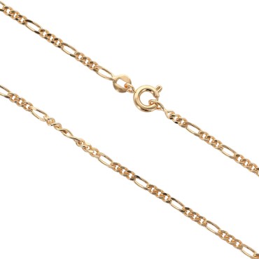 Chaine en plaque or maille figaro alternee (1X3), fermoir rond a ressort.