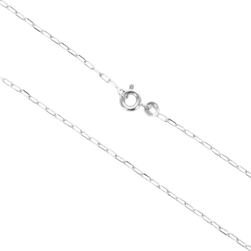 Chaine argent 925 °/°° maille forcat ovale limee fine, fermoir rond a ressort.
