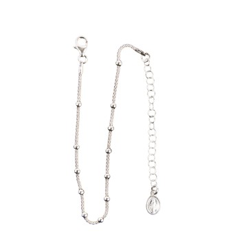 Bracelet dizainier en argent 925 °/°° sur chaine serpent grains Ø 3 mm (2,50 g) medaille V. Miraculeuse. Livre en boite