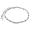 Bracelet dizainier en argent 925 °/°° ajustable sur chaîne serpent, grains Ø 3 mm (2,60 g), avec croix. Livré en boîte.