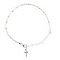 Bracelet dizainier en argent 925 °/°° ajustable sur chaîne serpent, grains Ø 3 mm (2,60 g), avec croix. Livré en boîte.