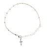 Bracelet dizainier en argent 925 °/°° ajustable sur chaîne serpent, grains Ø 3 mm (2,60 g), avec croix. Livré en boîte.