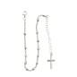 Bracelet dizainier en argent 925 °/°° ajustable sur chaine serpent, grains Ø 4 mm (4,35 g), avec croix. Livre en boite.