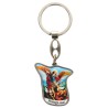 Porte-clés en métal avec face en résine de Saint Michel, hauteur 3,5 cm.