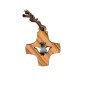 Croix de cou en bois d 'olivier avec colombe ajourée H. 2,2 cm avec cordon cuir 70 cm.