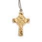 Croix de cou en bois d' olivier contour blanc, thème communion H. 5 cm avec cordon 70 cm.
