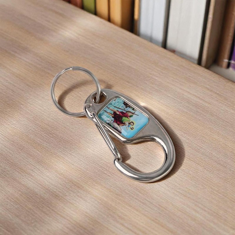 Porte-clés mousqueton en métal avec Saint Christophe