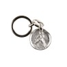 Porte-clés de saint Christophe Ø 3 cm en métal couleur argentée.