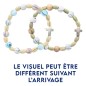 Bracelet dizainier sur élastique grains bois couleurs striés Ø 10 mm, avec croix.