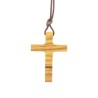 Croix de cou en bois d' olivier H. 3.5 cm avec cordon 70 cm.