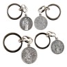 Porte-cles Ø 2.5 cm couleur argentee double face revers avec priere, plusieurs saints.