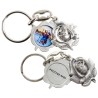 Porte-clés ouvrant forme rose Ø 2,5 cm en métal couleur argentée avec une résine, plusieurs saints.