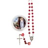 Chapelet bois de rose paters forme rose, Ø 7 mm sur chaîne, croix avec Christ+boîte. Différents Saints