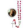 Chapelet bois de rose paters forme rose, Ø 7 mm sur chaîne, croix avec Christ+boîte. Différents Saints