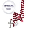 Chapelet bois de rose paters forme rose, Ø 7 mm sur chaîne, croix avec Christ+boîte. Différents Saints