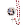 Chapelet bois de rose paters forme rose, Ø 7 mm sur chaîne, croix avec Christ+boîte. Différents Saints