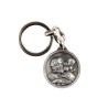 Porte-clés de saint Christophe en buste Ø 3 cm en métal couleur argentée.