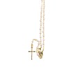 Chapelet grains nacres, Ø 5 mm, chaine couleur doree avec fermoir,  longueur au cœur 28 cm, croix avec Christ plus boite.