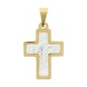 Croix de cou couleur dorée avec zirconium sertie en acier inoxydable H. 2,4 cm.