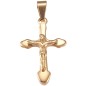 Croix de cou avec Christ couleur dorée en acier inoxydable H. 3,7 cm.