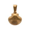 Pendentif en forme de coquille Saint-Jacques de Compostelle bombée en acier inoxydable dorée, hauteur 1,4 cm.