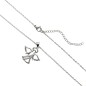 Collier avec chaine L.45 cm réglable jusqu a 50cm avec ange strass H.2 cm en acier inoxydable argenté, livrée en pochette