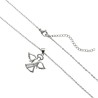 Collier avec chaine L.45 cm réglable jusqu a 50cm avec ange strass H.2 cm en acier inoxydable argenté, livrée en pochette