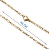 Chaine en acier inoxydable couleur doree maille figaro largeur 2 mm, L. 45 cm.