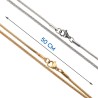 Chaine en acier inoxydable, doree et argentee, maille serpent, L. 50 cm, Maille  Ø 1.5 mm. LOT DE 20